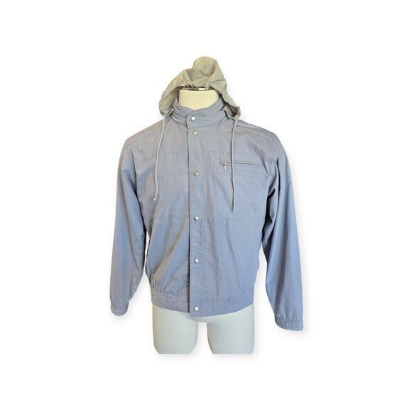 London Fog Jacket Collared Zip Up Hoodie Lined Coat Light Gray Mens Size 40 Reg - Picture 1 of 6